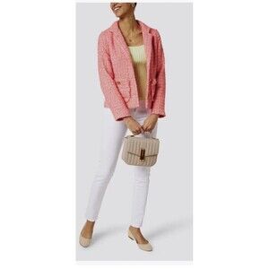 STS Sail To Sable L Button Jacket Blazer Neon Tweed‎ Pink Gold Career Barbie
